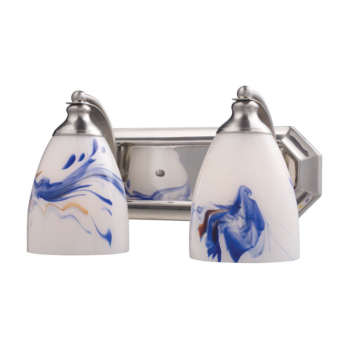 Mix-N-Match Vanity 2-Light Wall Lamp in Satin Nickel with Mountain Glass