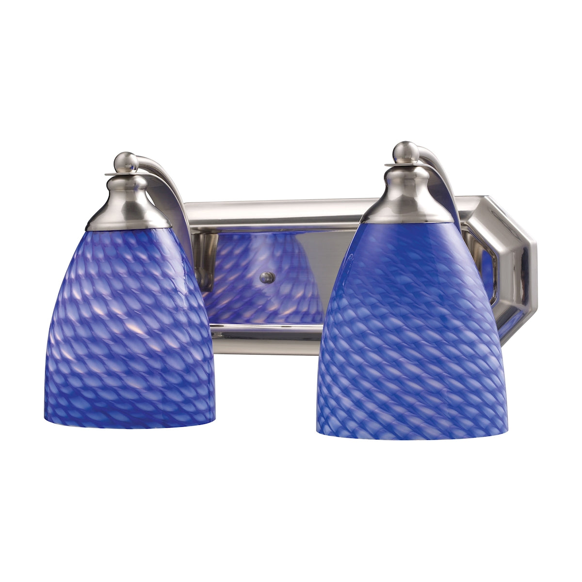 Mix-N-Match Vanity 2-Light Wall Lamp in Satin Nickel with Sapphire Glass