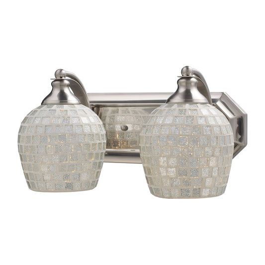 Mix-N-Match Vanity 2-Light Wall Lamp in Satin Nickel with Silver Glass