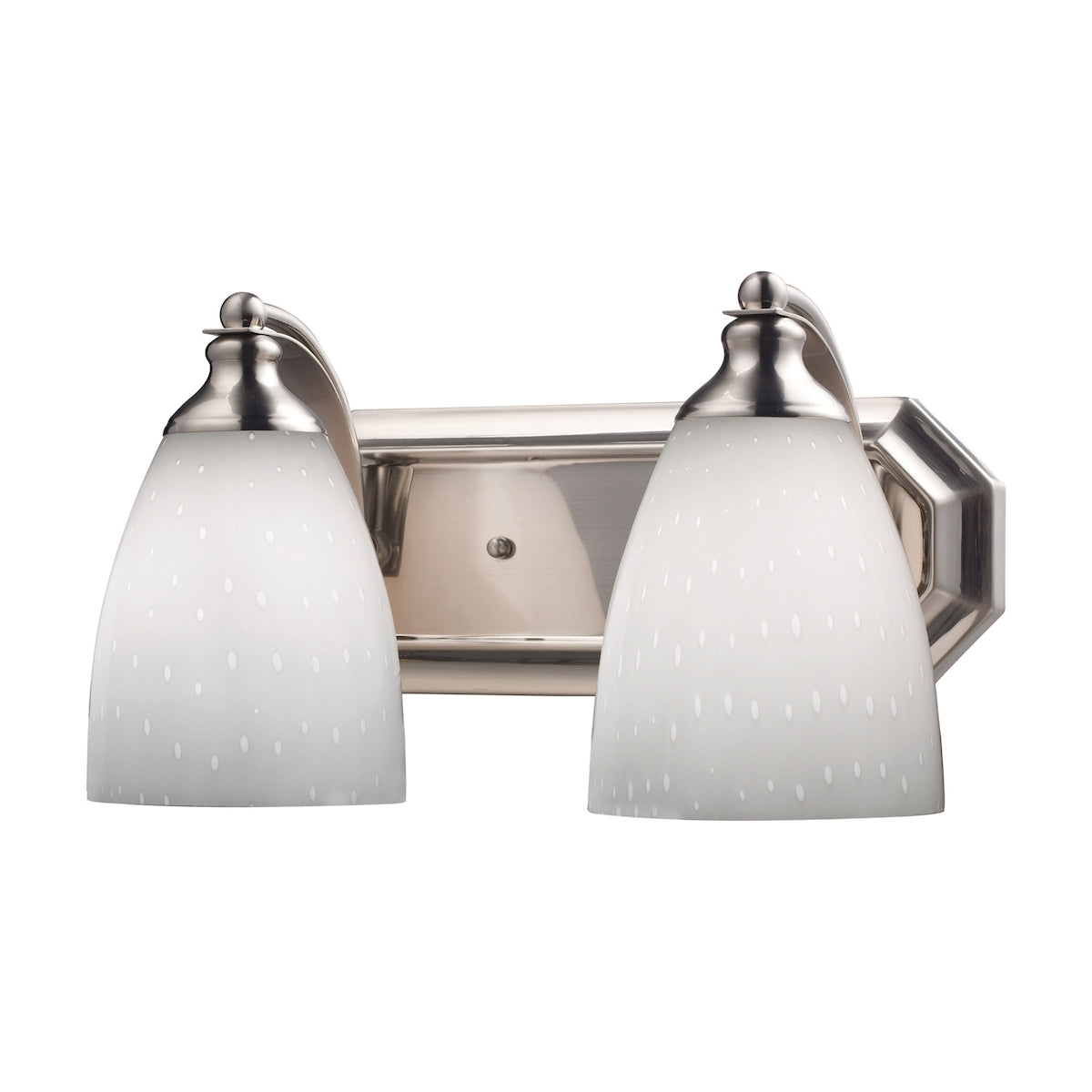 Mix-N-Match Vanity 2-Light Wall Lamp in Satin Nickel with Simple White Glass