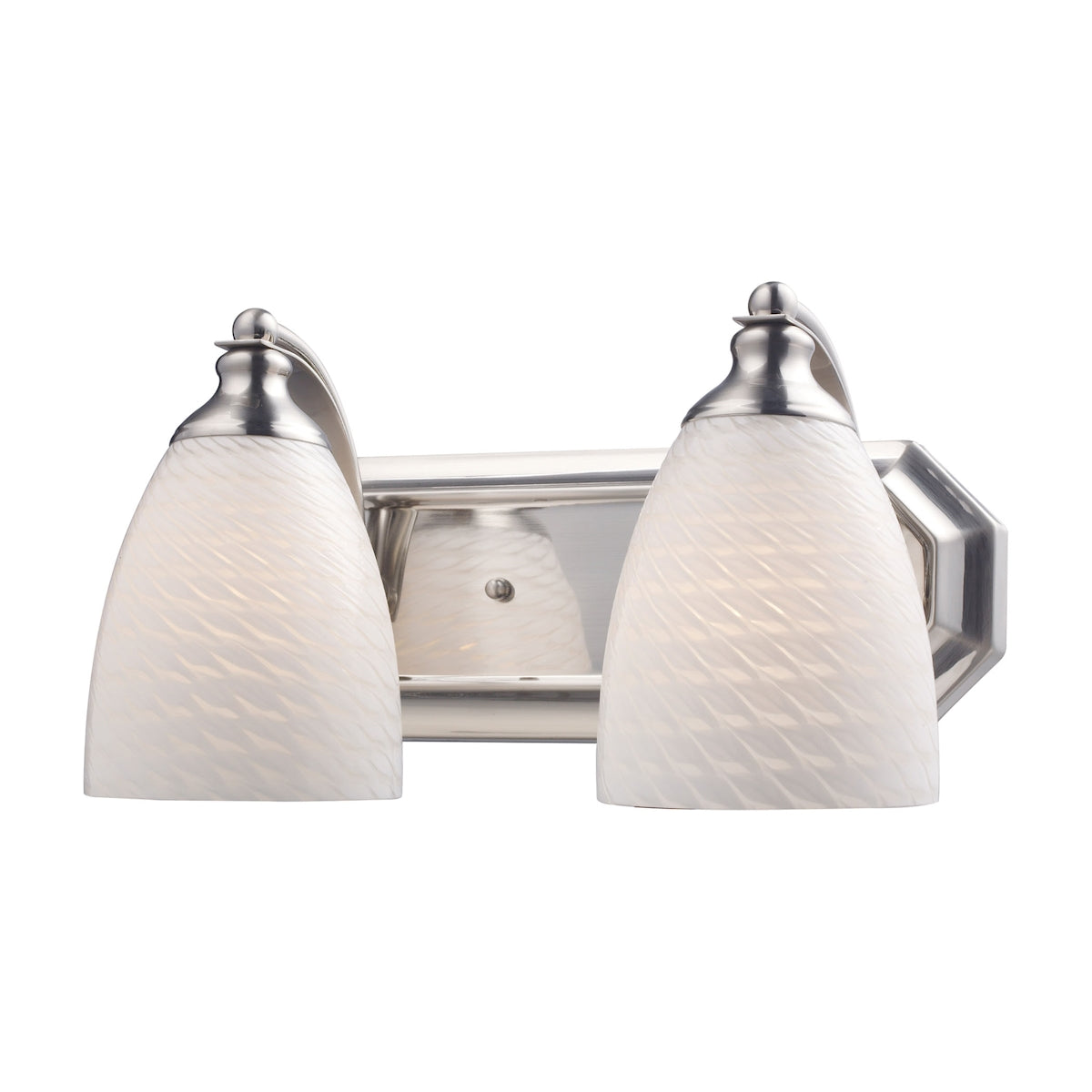 Mix-N-Match Vanity 2-Light Wall Lamp in Satin Nickel with White Swirl Glass