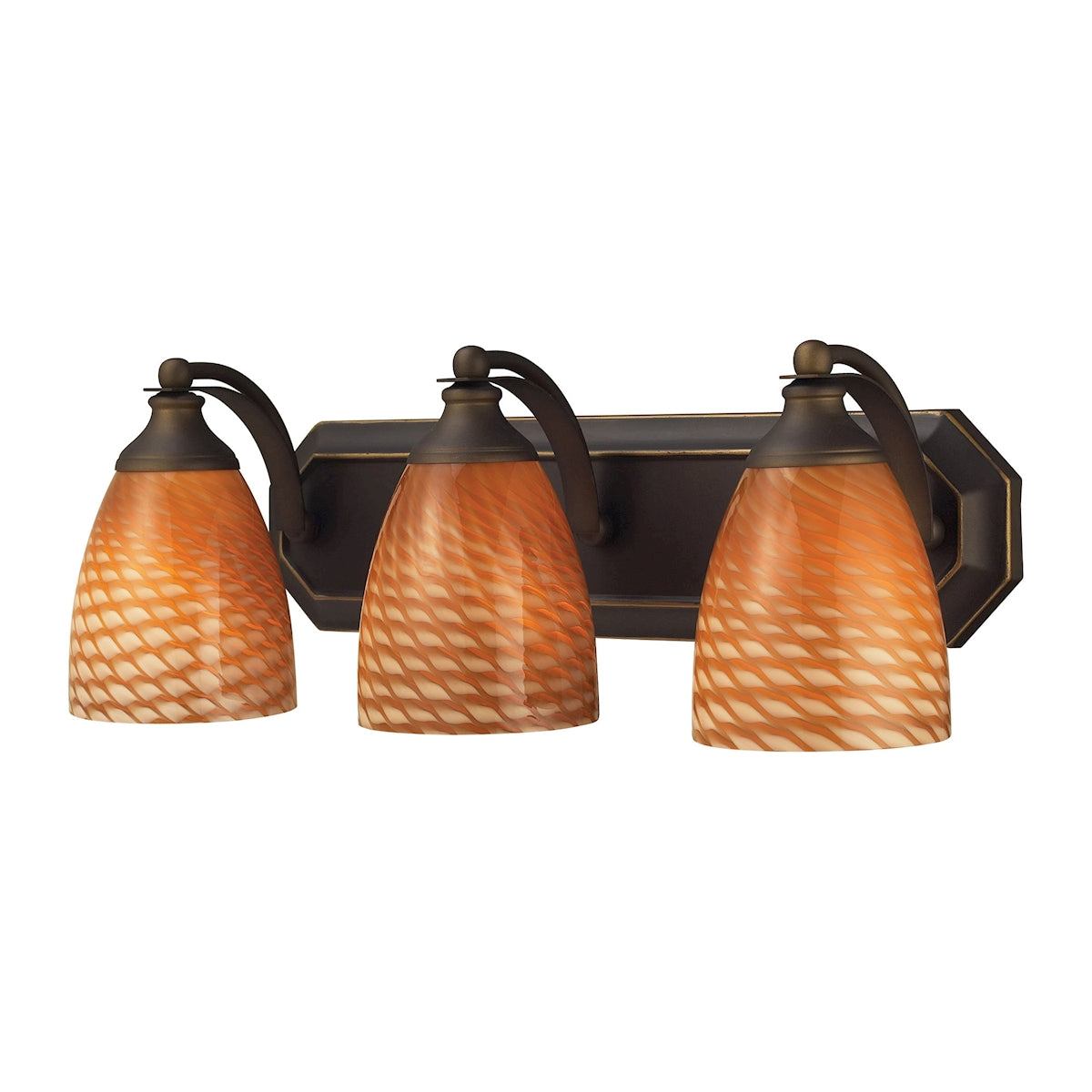Mix-N-Match Vanity 3-Light Wall Lamp in Aged Bronze with Cocoa Glass