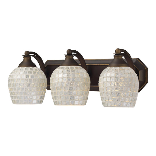 Mix-N-Match Vanity 3-Light Wall Lamp in Aged Bronze with Silver Glass