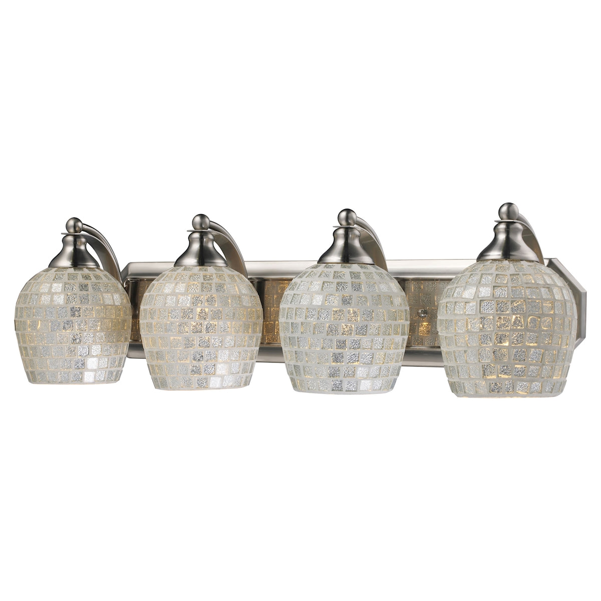 Mix-N-Match Vanity 4-Light Wall Lamp in Satin Nickel with Silver Glass