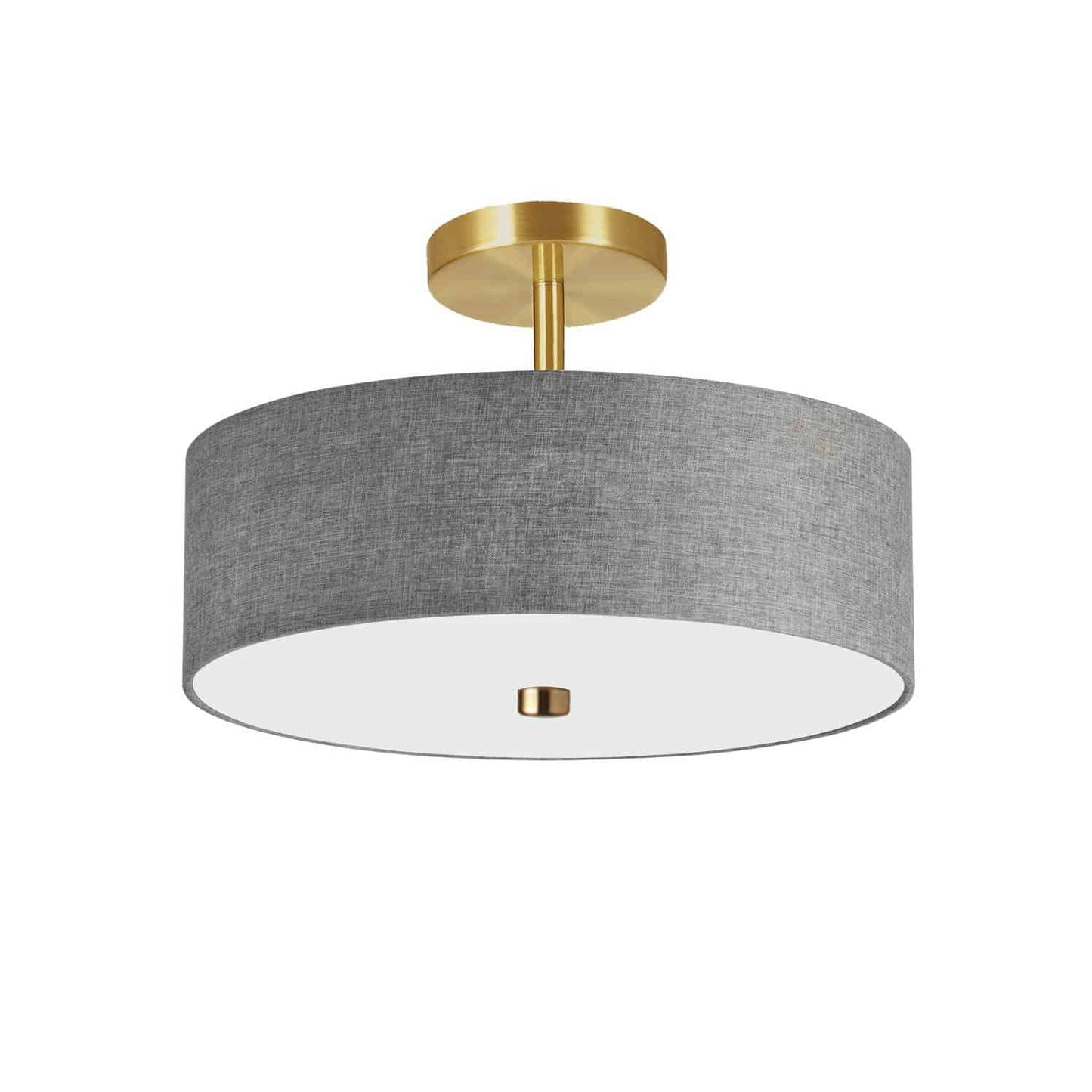 Dainolite 571-143SF-AGB-GRY 3 Light Incandescent Semi-Flush Mount Aged Brass with Grey Shade