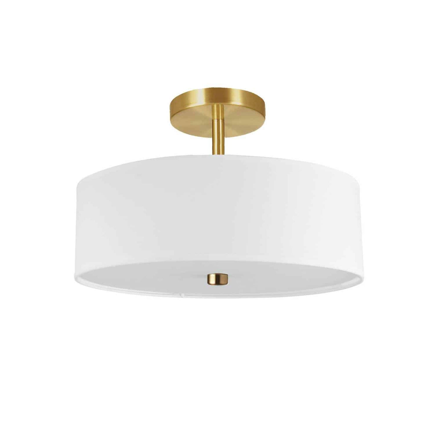 Dainolite 571-143SF-AGB-WH 3 Light Incandescent Semi-Flush Mount Aged Brass with White Shade