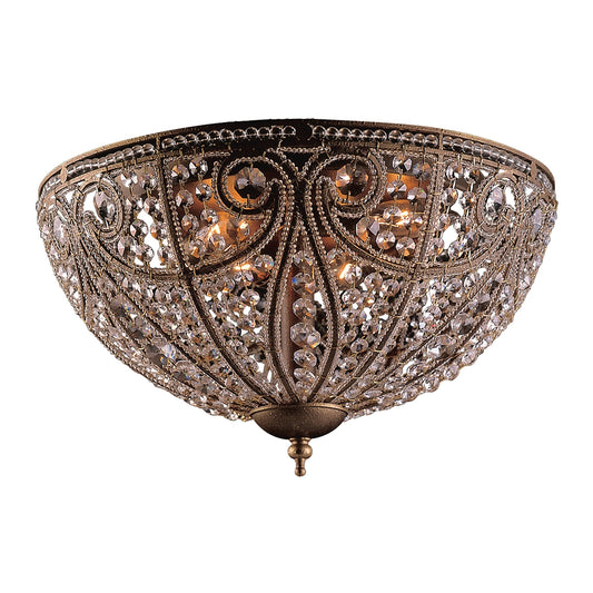 Elizabethan 6-Light Flush Mount in Dark Bronze with Crystal