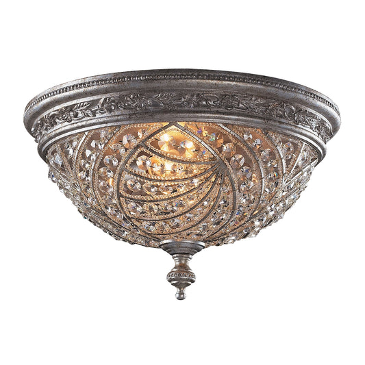 Renaissance 4-Light Flush Mount in Sunset Silver with Crystal