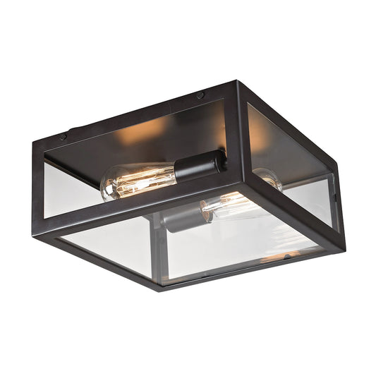 Parameters 2-Light Flush Mount in Bronze with Clear Glass