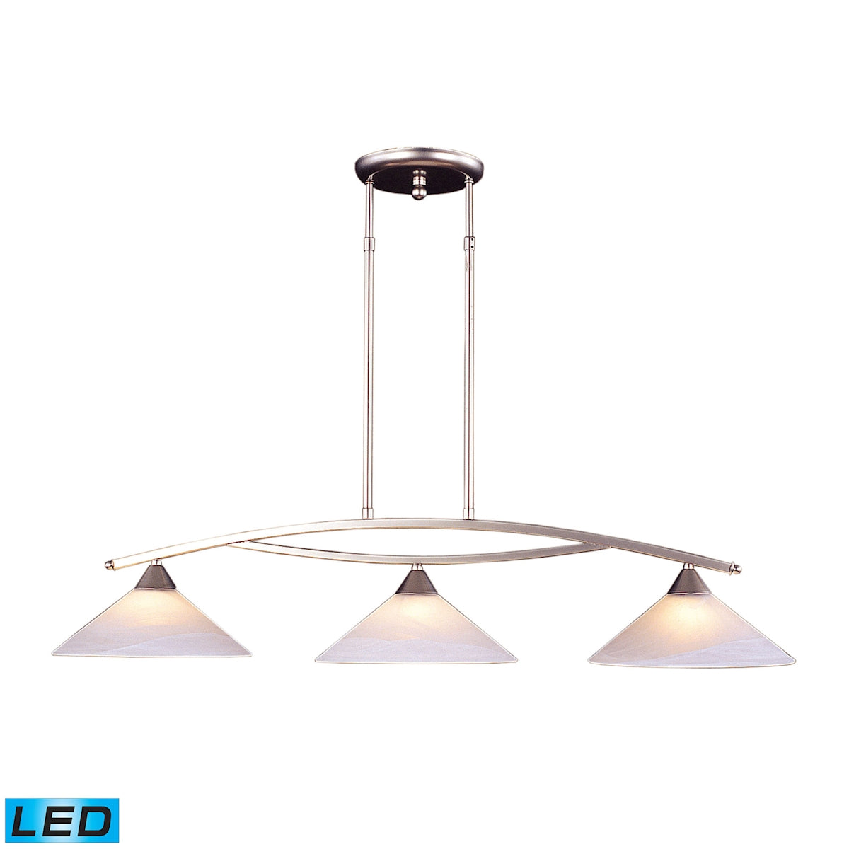 Elysburg 3-Light Island Light in Satin Nickel with White Swirl Glass - Includes LED Bulbs