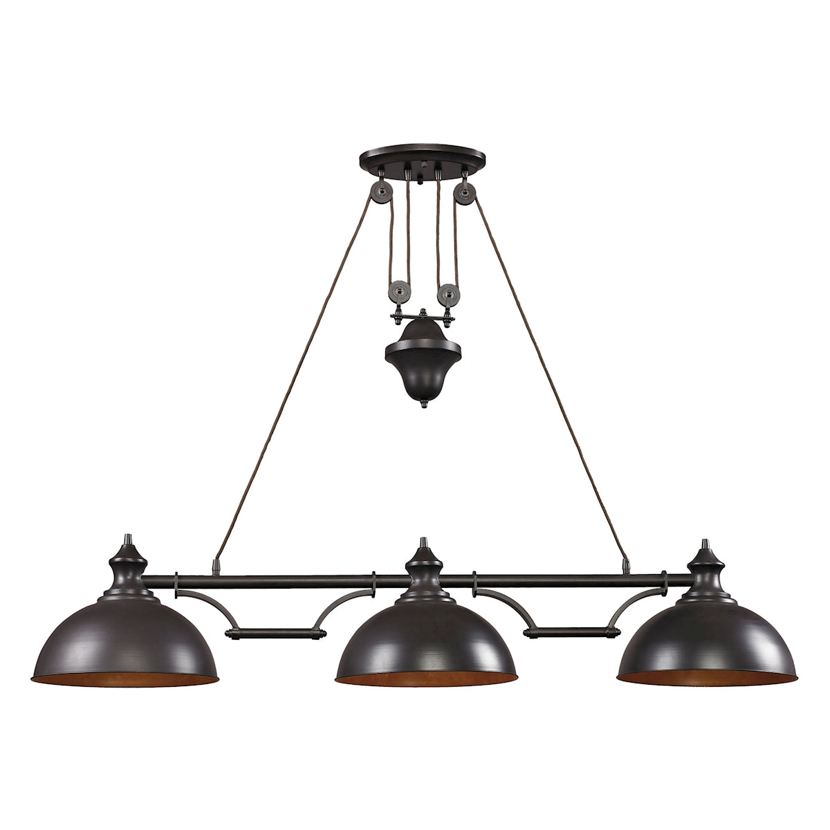 Farmhouse 3-Light Island Light in Oiled Bronze with Matching Shade