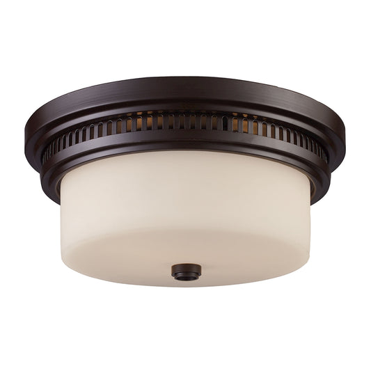 Chadwick 2-Light Flush Mount in Oiled Bronze with White Glass
