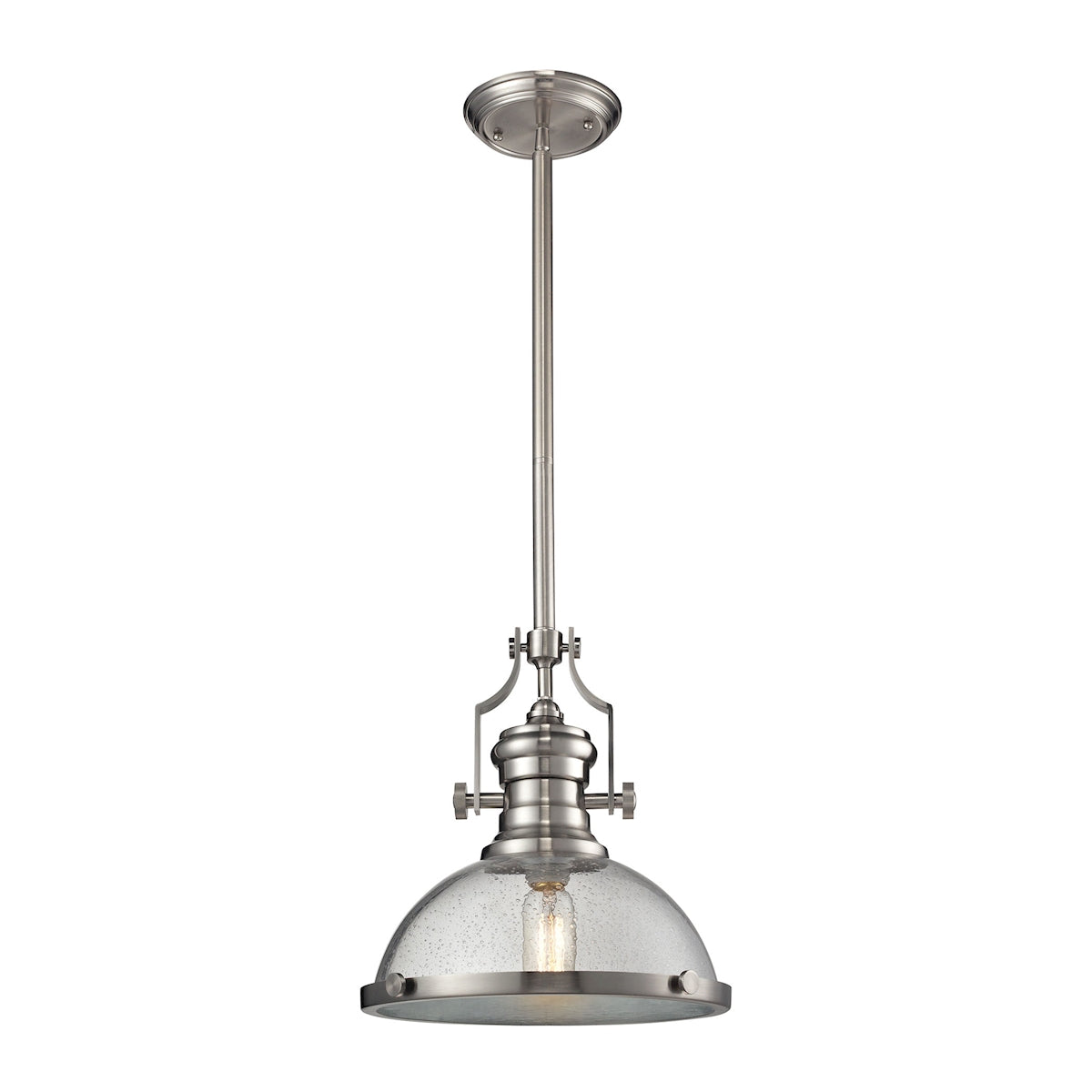 Chadwick 1-Light Pendant in Satin Nickel with Seedy Glass