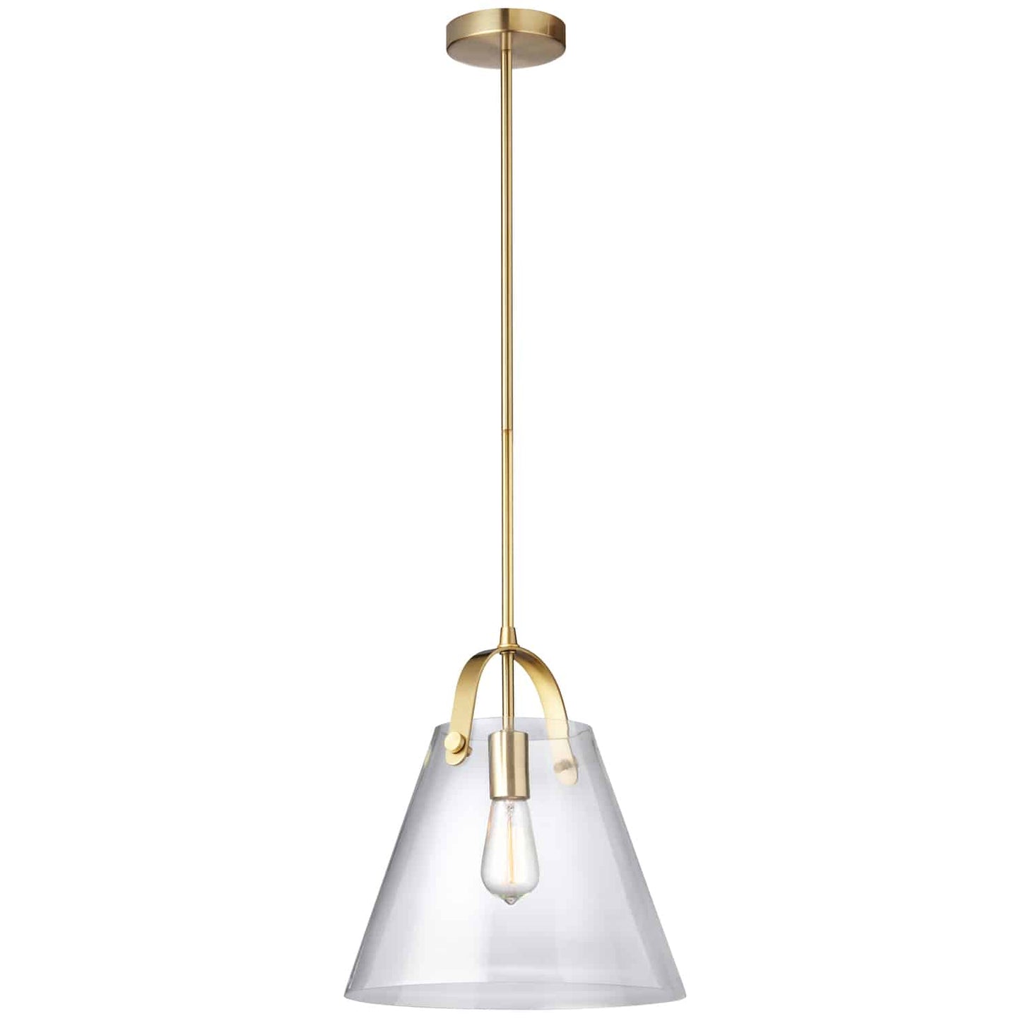 Dainolite 871P-AGB 1 Light Incandescent Pendant Aged Brass Finish with Clear Glass