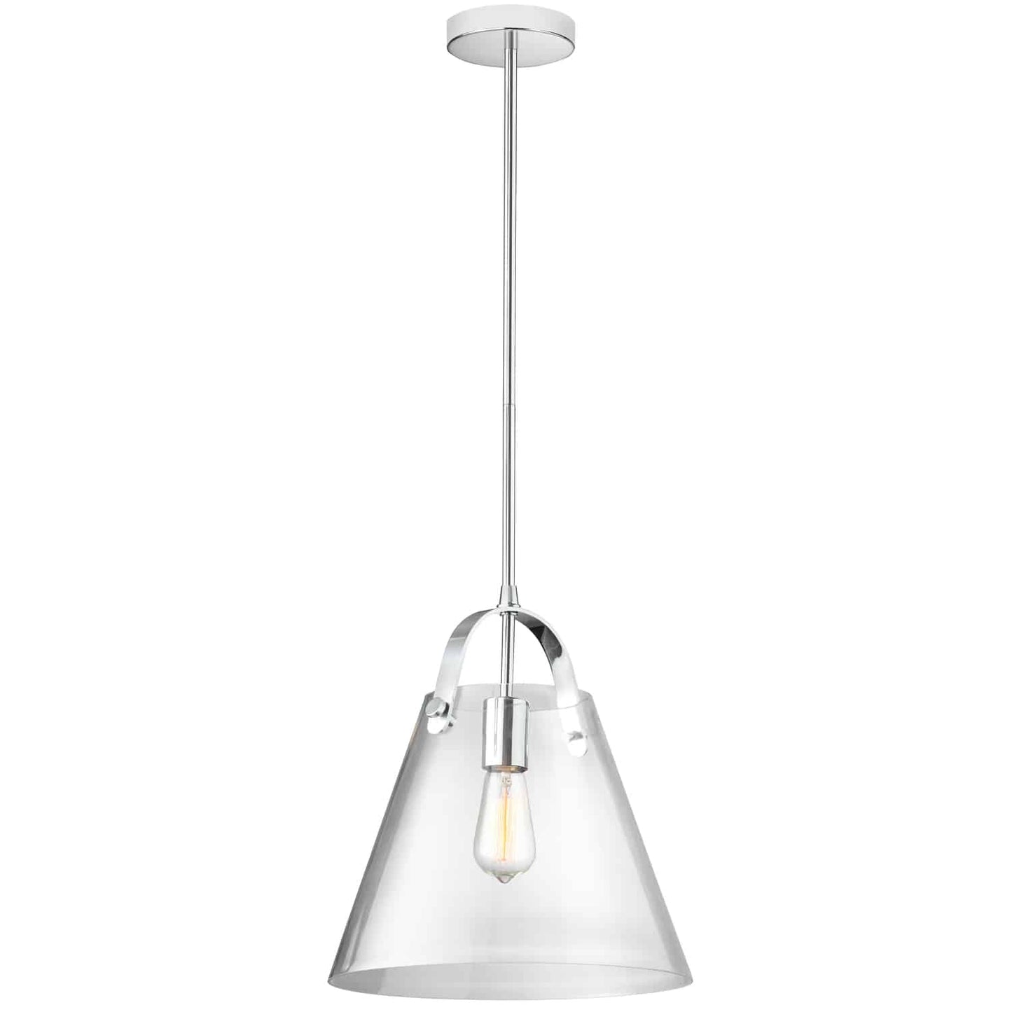 Dainolite 871P-PC 1 Light Incandescent Pendant Polished Chrome Finish with Clear Glass