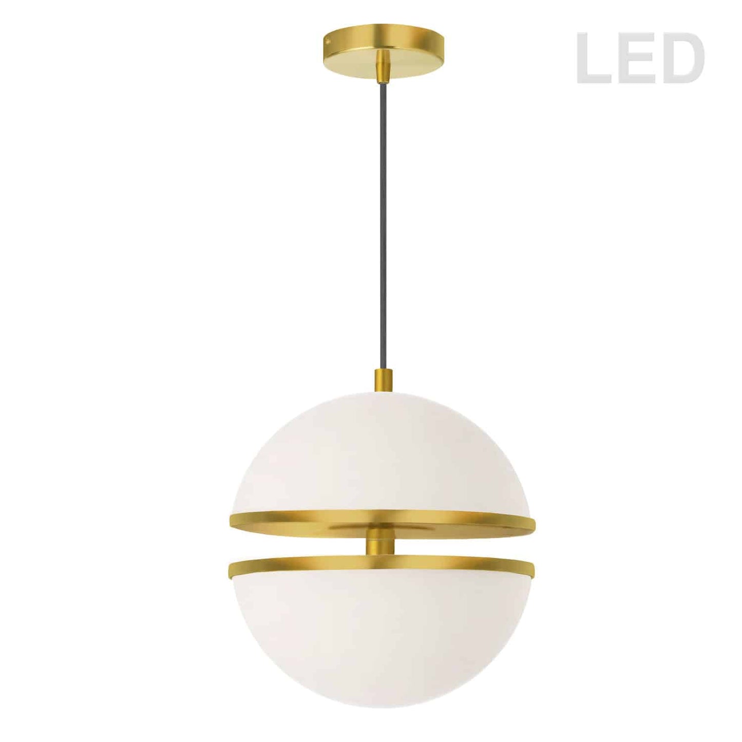 Dainolite AMC-1330LEDP-AGB 30W Pendant, Aged Brass w/ White Glass