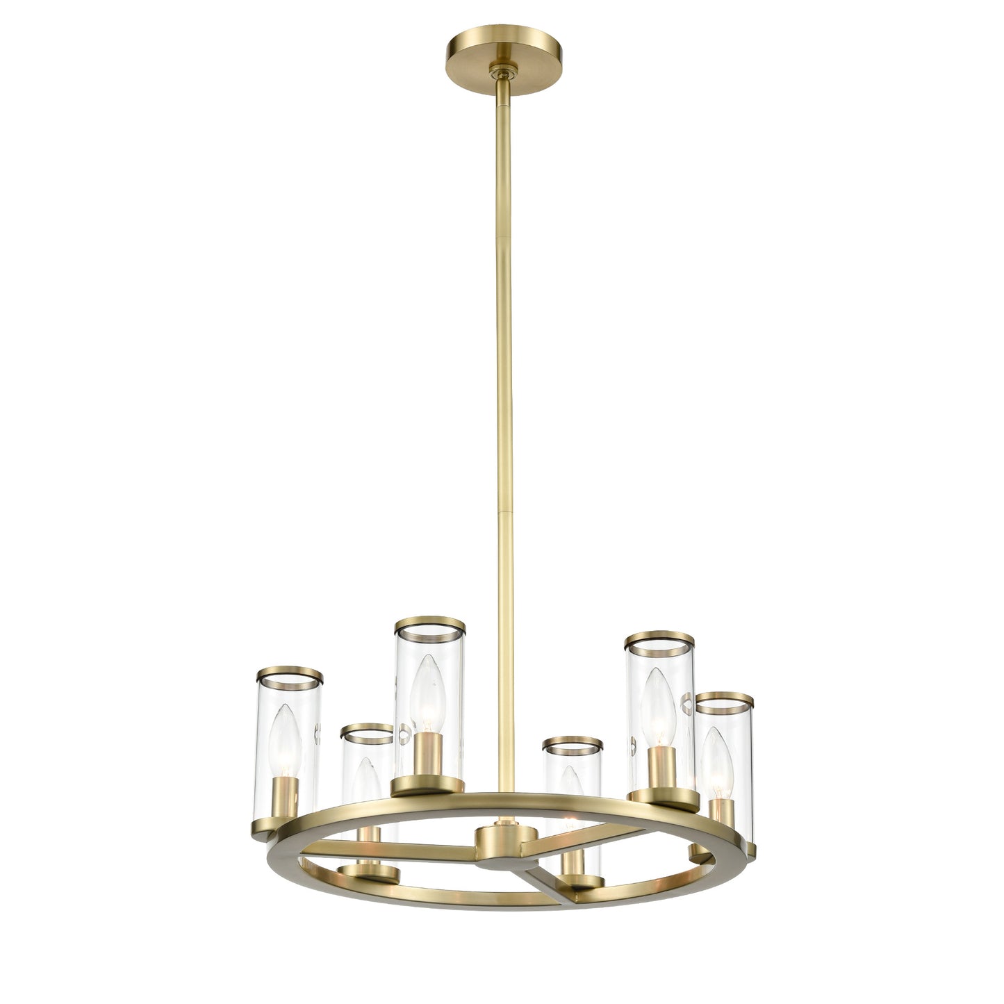 CH309006NBCG Revolve 6 Light 17-3/8" Natural Brass | Clear Glass Chandelier