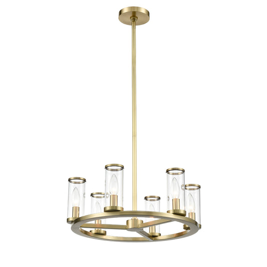 CH309006NBCG Revolve 6 Light 17-3/8" Natural Brass | Clear Glass Chandelier