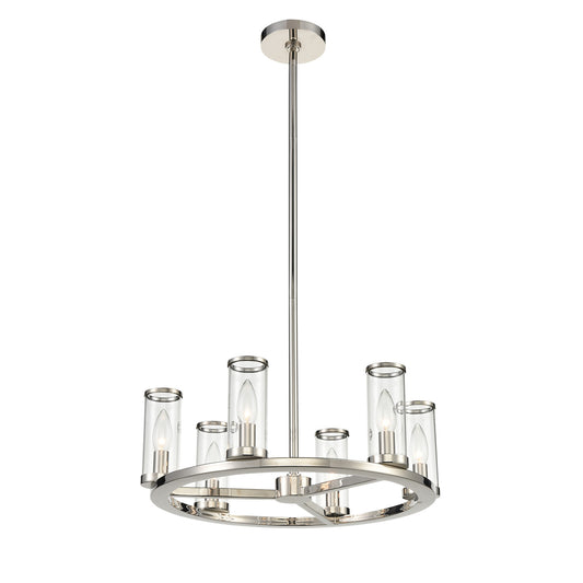 CH309006PNCG Revolve 6 Light 17-3/8" Polished Nickel | Clear Glass Chandelier