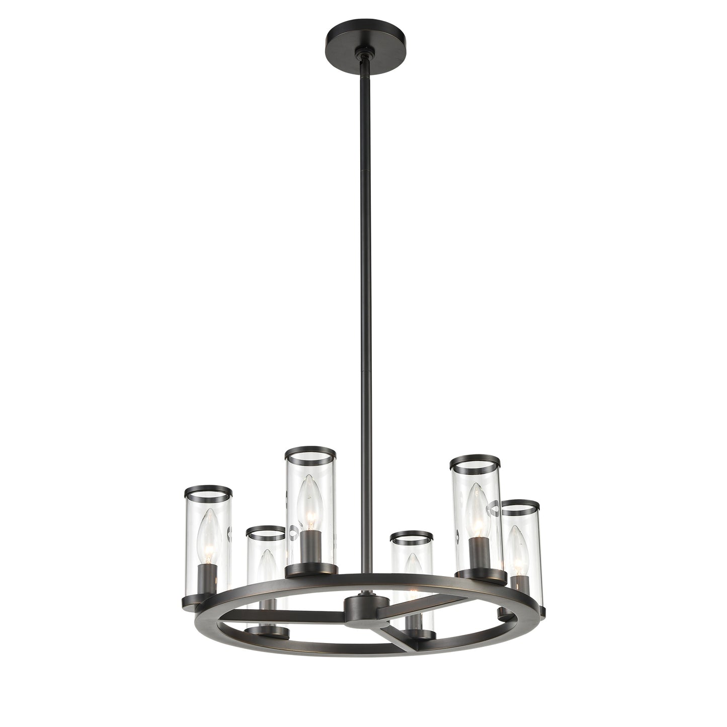 CH309006UBCG Revolve 6 Light 17-3/8" Urban Bronze | Clear Glass Chandelier