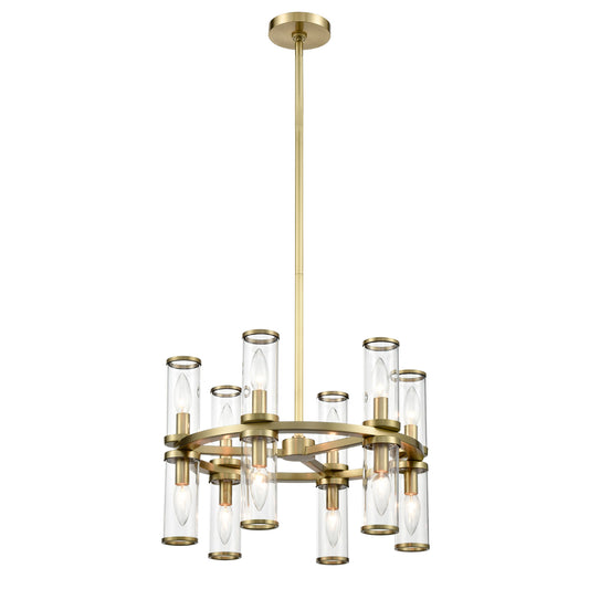 CH309066NBCG Revolve 12 Light 17-3/8" Natural Brass | Clear Glass Chandelier