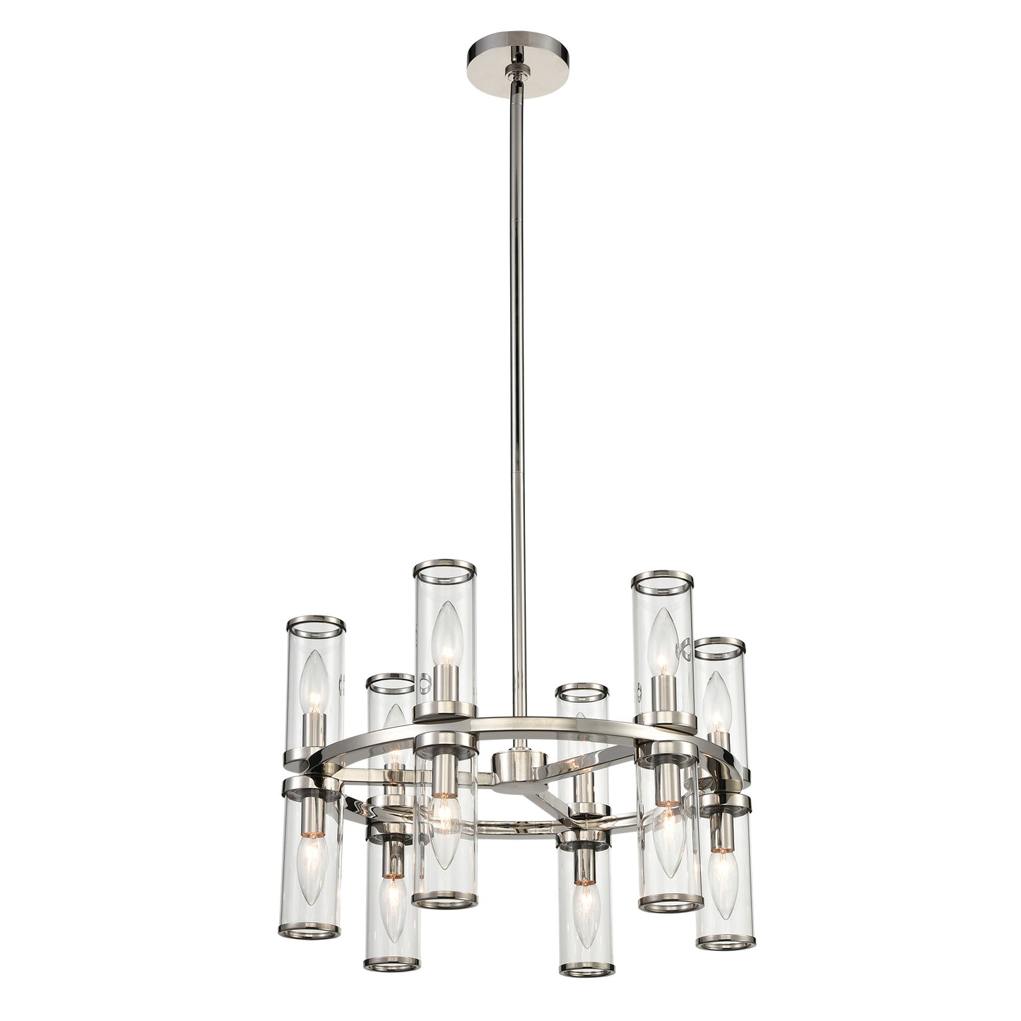 CH309066PNCG Revolve 12 Light 17-3/8" Polished Nickel | Clear Glass Chandelier