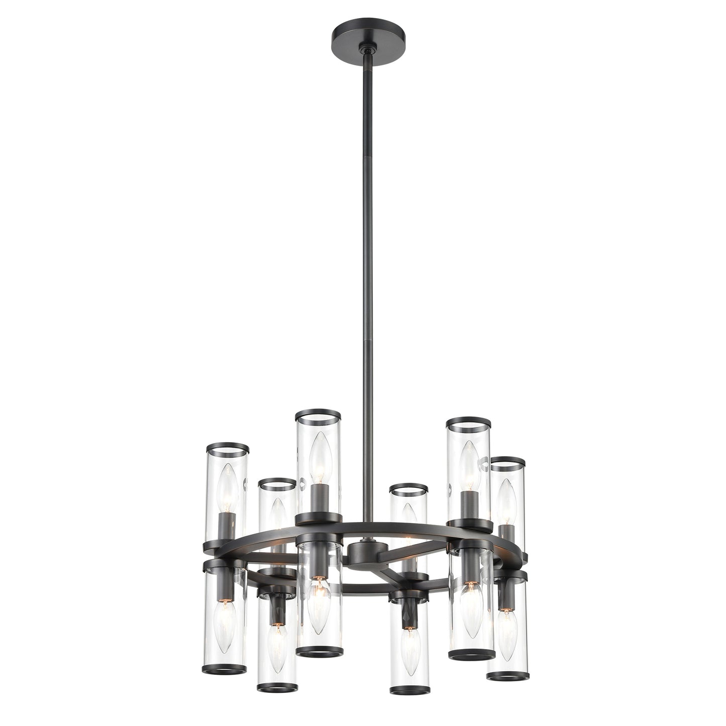 CH309066UBCG Revolve 12 Light 17-3/8" Urban Bronze | Clear Glass Chandelier