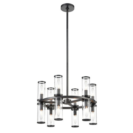 CH309066UBCG Revolve 12 Light 17-3/8" Urban Bronze | Clear Glass Chandelier