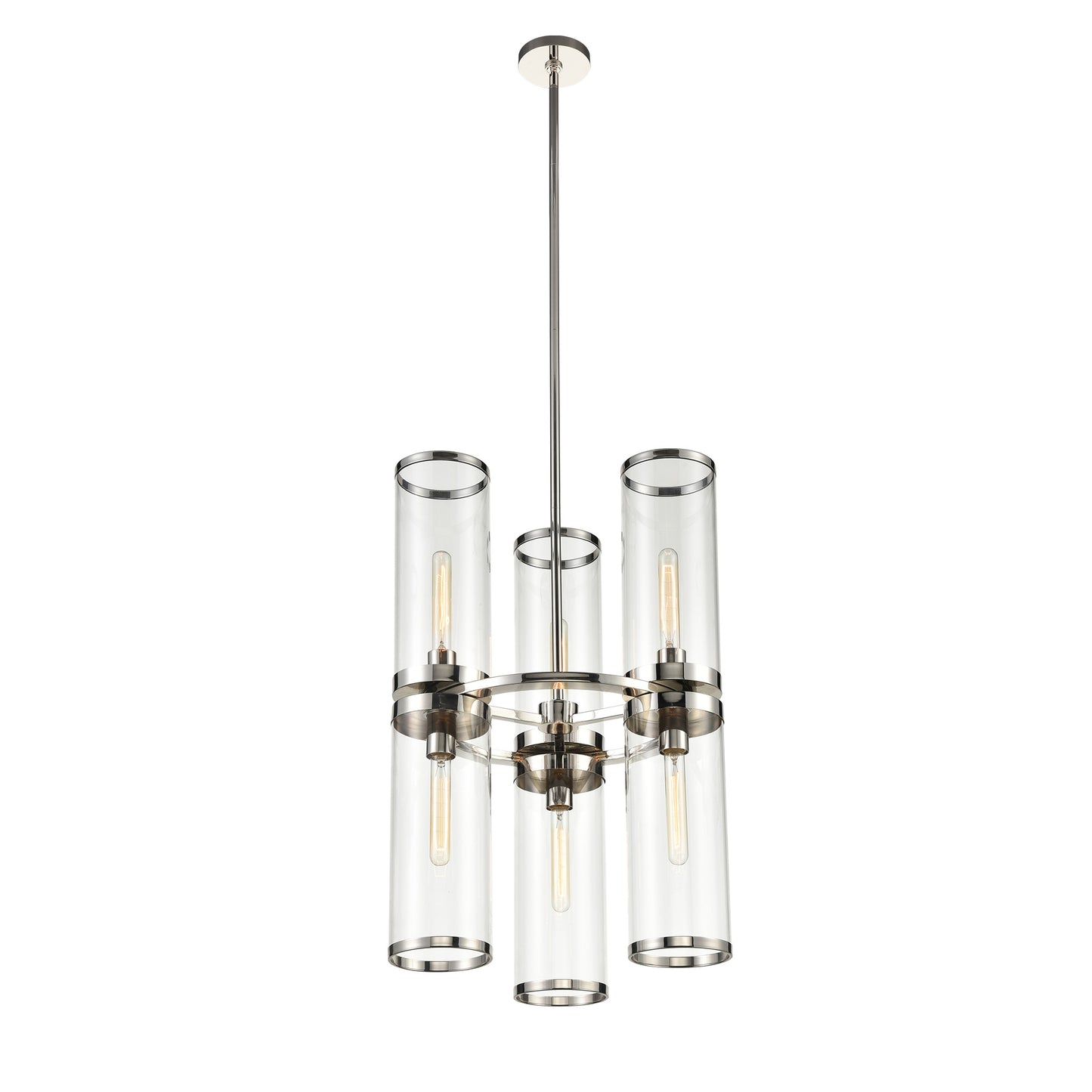 CH311633PNCG Revolve II 6 Light 18-1/2" Polished Nickel | Clear Glass Chandelier