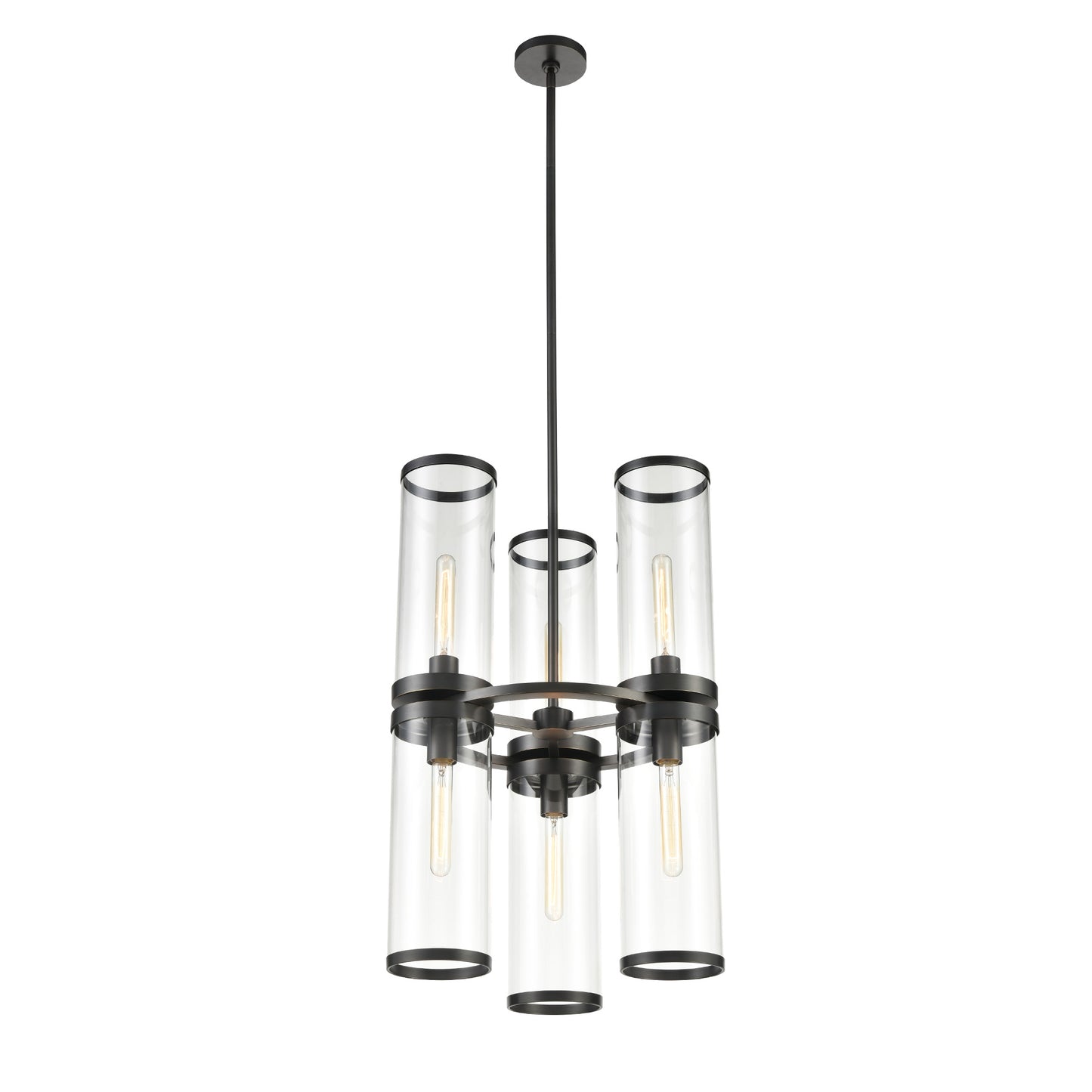 CH311633UBCG Revolve II 6 Light 18-1/2" Urban Bronze | Clear Glass Chandelier