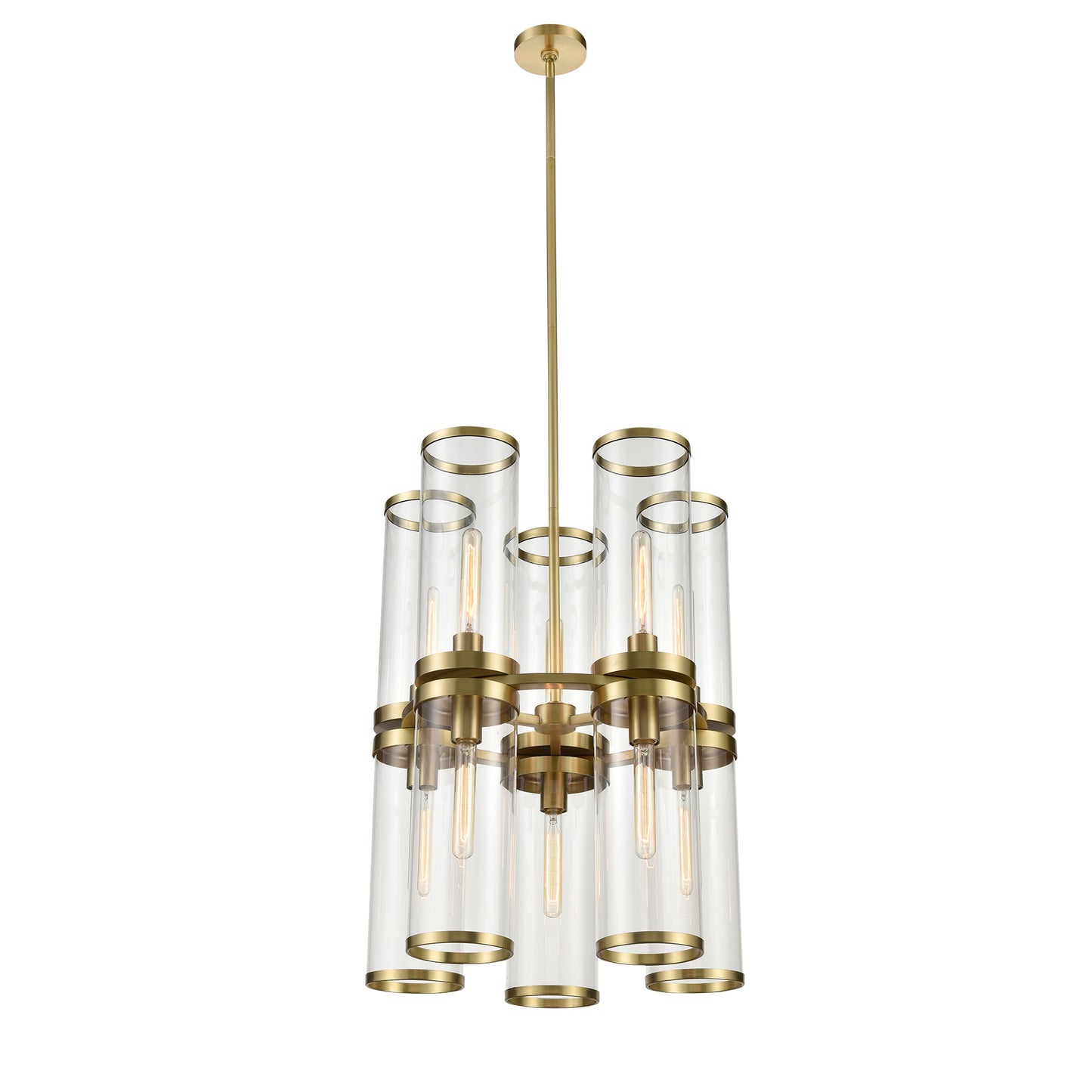 CH311655NBCG Revolve II 10 Light 21" Natural Brass | Clear Glass Chandelier