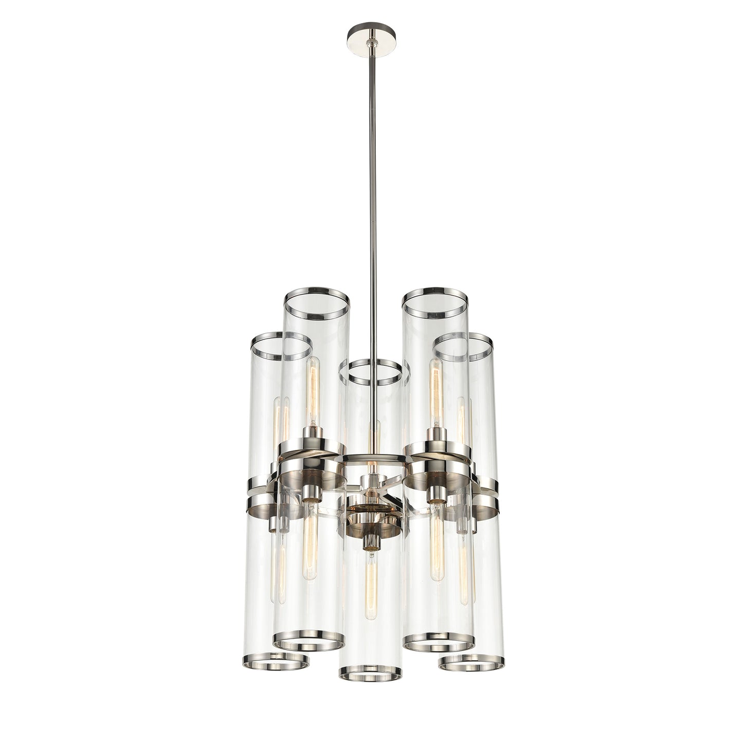 CH311655PNCG Revolve II 10 Light 21" Polished Nickel | Clear Glass Chandelier