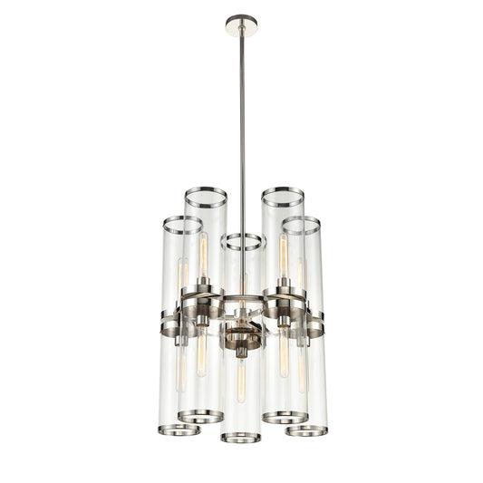 CH311655PNCG Revolve II 10 Light 21" Polished Nickel | Clear Glass Chandelier