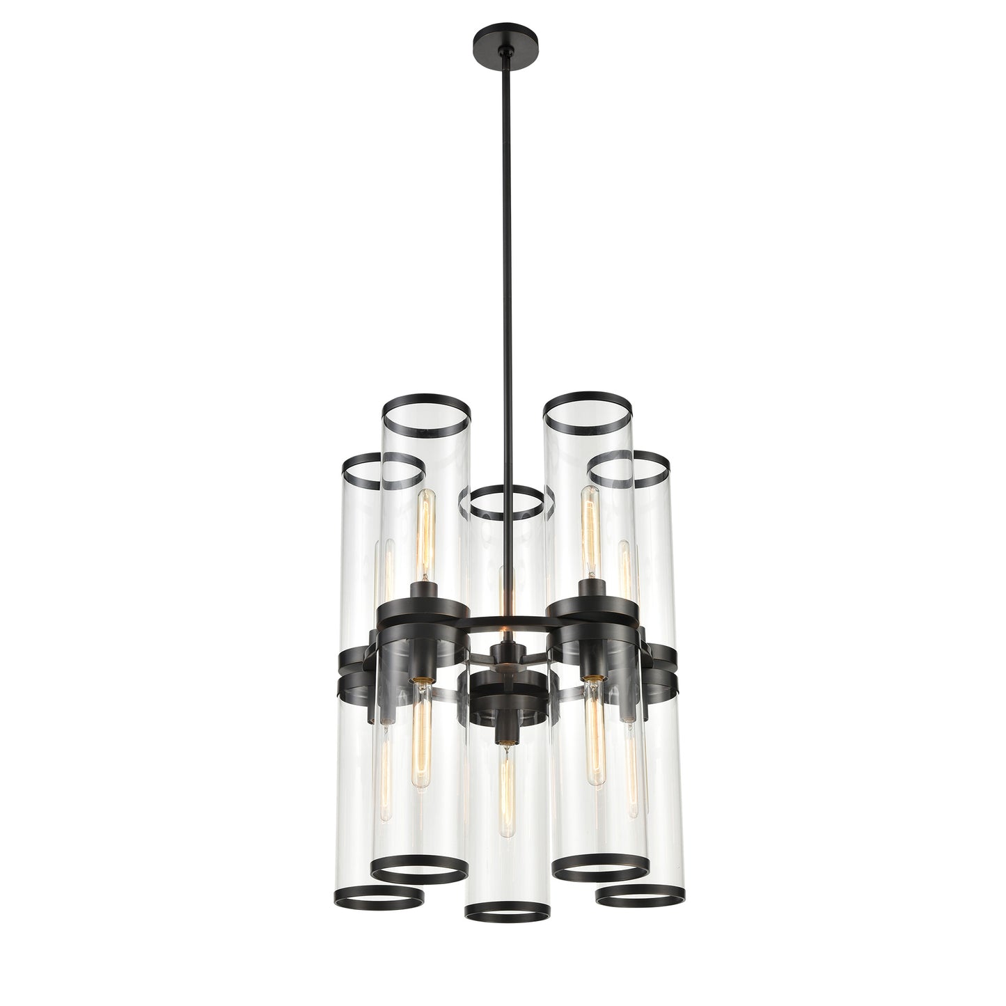 CH311655UBCG Revolve II 10 Light 21" Urban Bronze | Clear Glass Chandelier