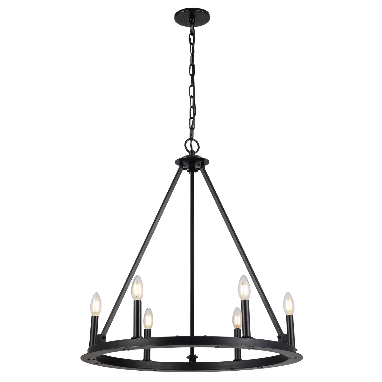 Dainolite CLB-266C-MB 6 Light Incandescent Chandelier, Matte Black