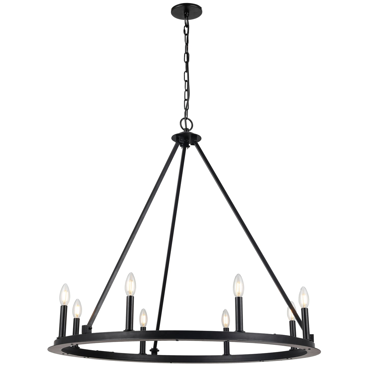 Dainolite CLB-368C-MB 8 Light Incandescent Chandelier, Matte Black