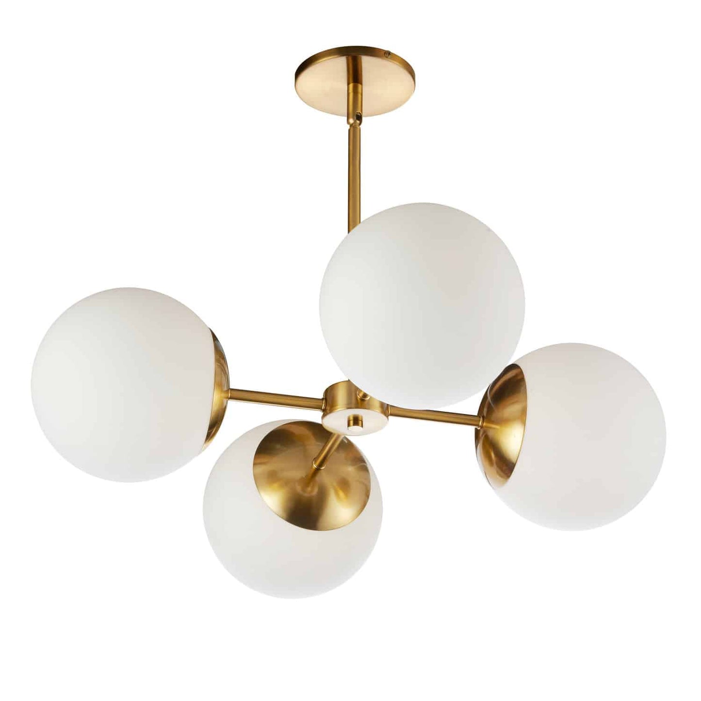 Dainolite DAY-244C-AGB 4 Light Halogen Aged Brass Chandelier w/ White Glass