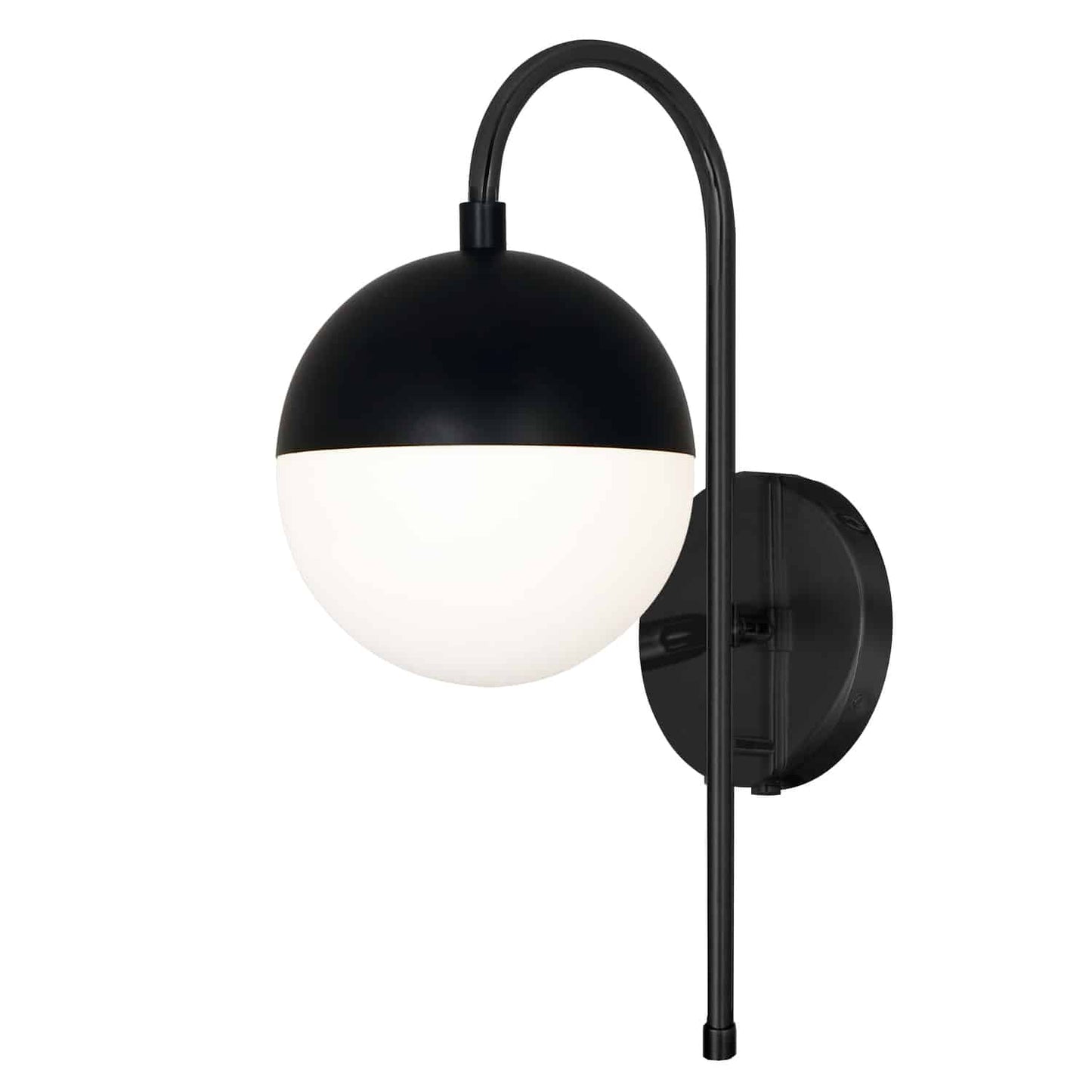 Dainolite DAY-71W-MB 1 Light Halogen Wall Sconce, Matte Black with White Glass, Hardwire or Plug-In