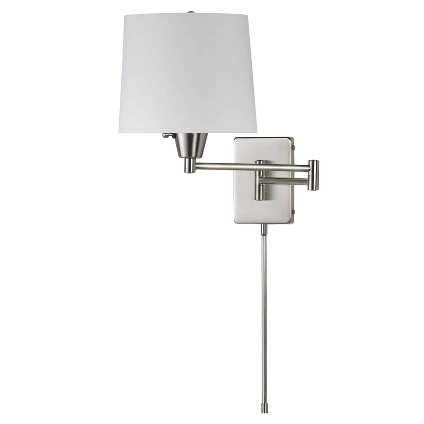 Dainolite DWL80DD-SC Swing Arm Wall Lamp, Satin Chrome, White Linen Shade 195F