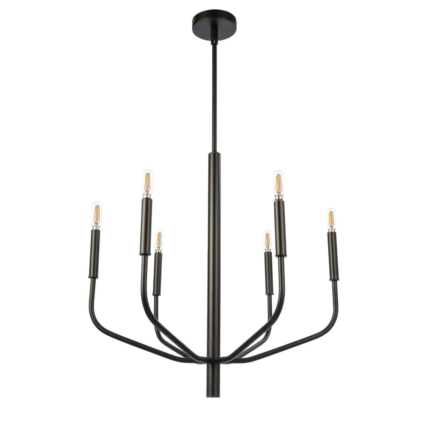 Dainolite ELN-246C-MB 6 Light Incandescent Chandelier, Matte Black