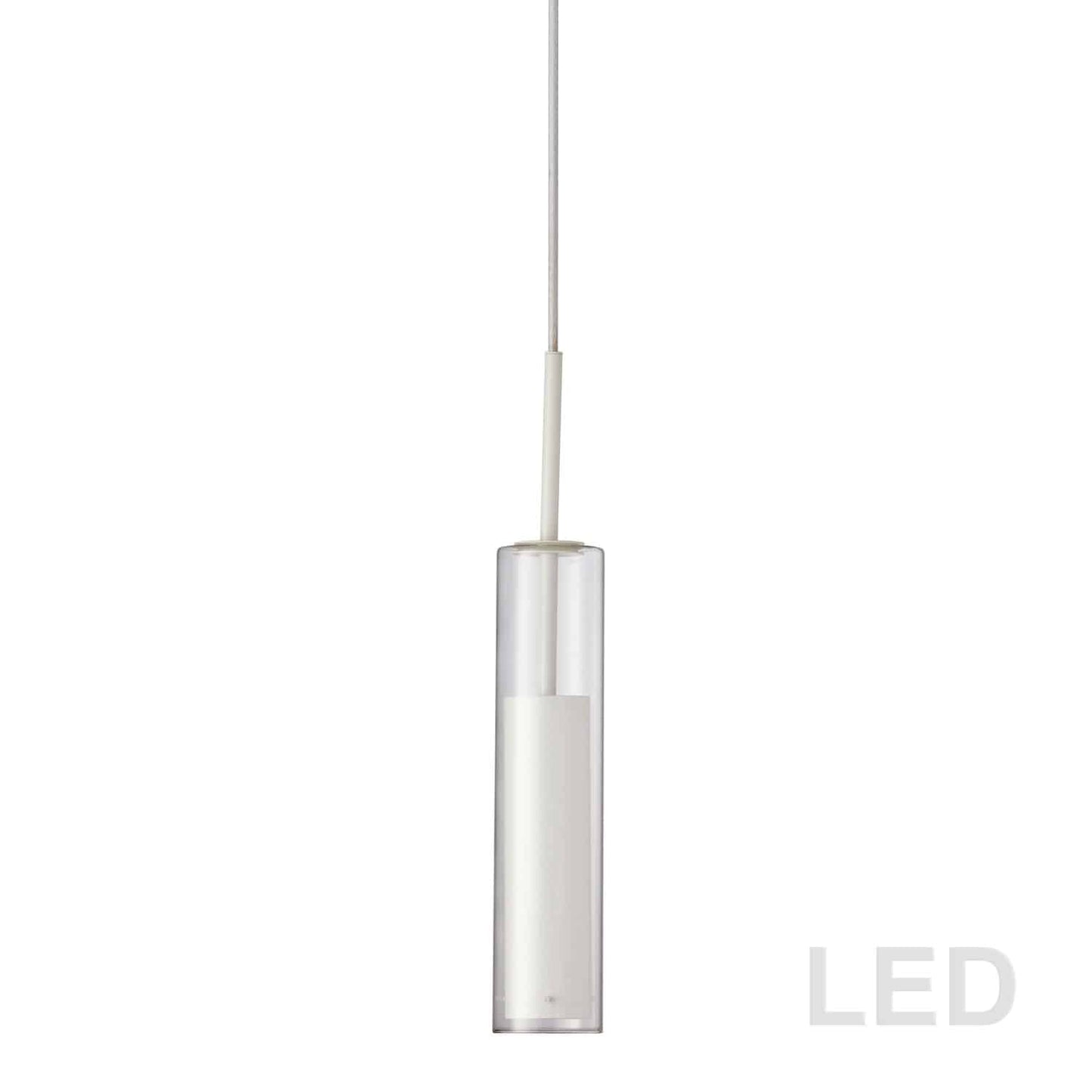 Dainolite LUN-1LEDP-WH 6W LED Pendant, White Finish with Clear Glass