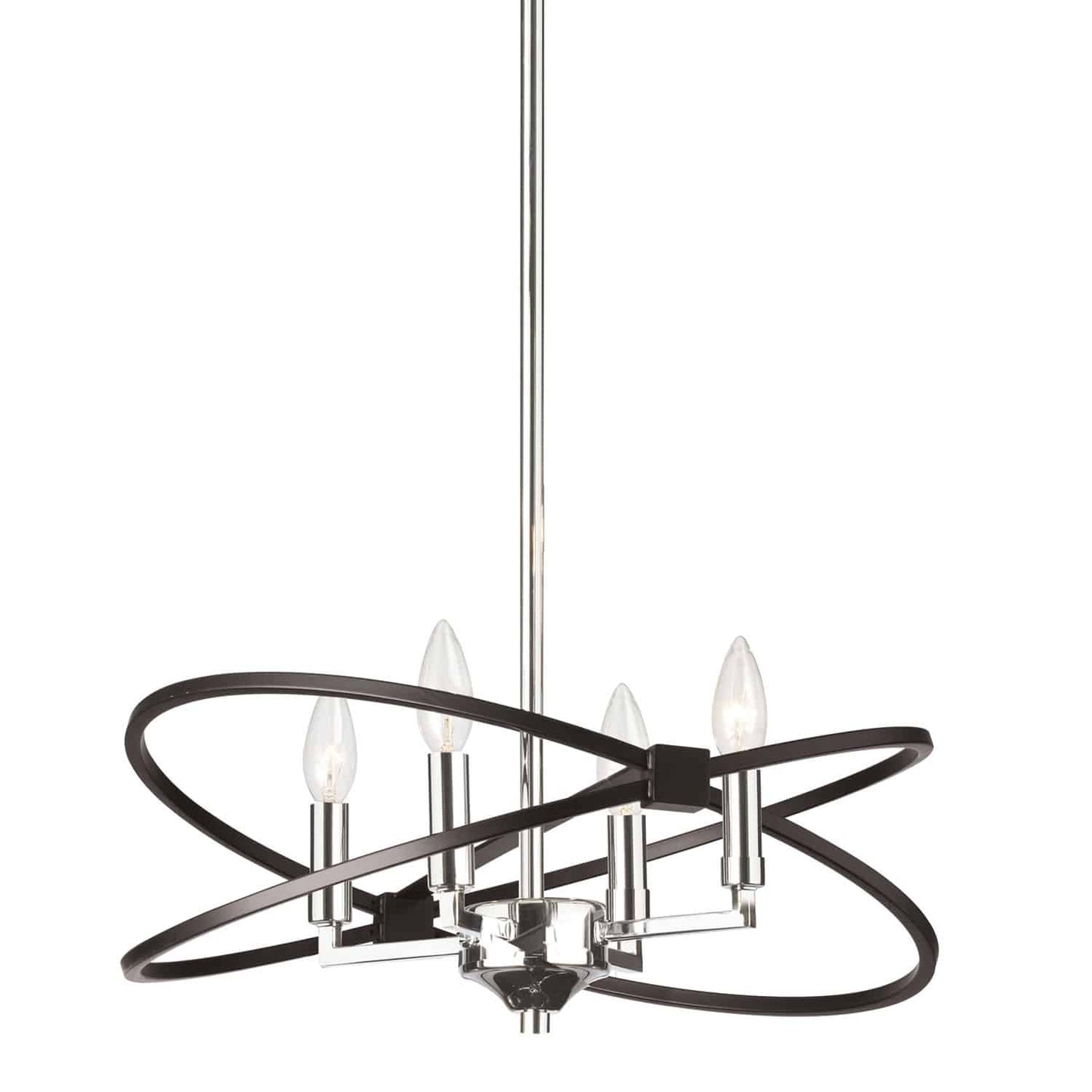 Dainolite PAL-184C-PC-MB 4 Light Incandescent Chandelier, Polished Chrome and Matte Black Finish