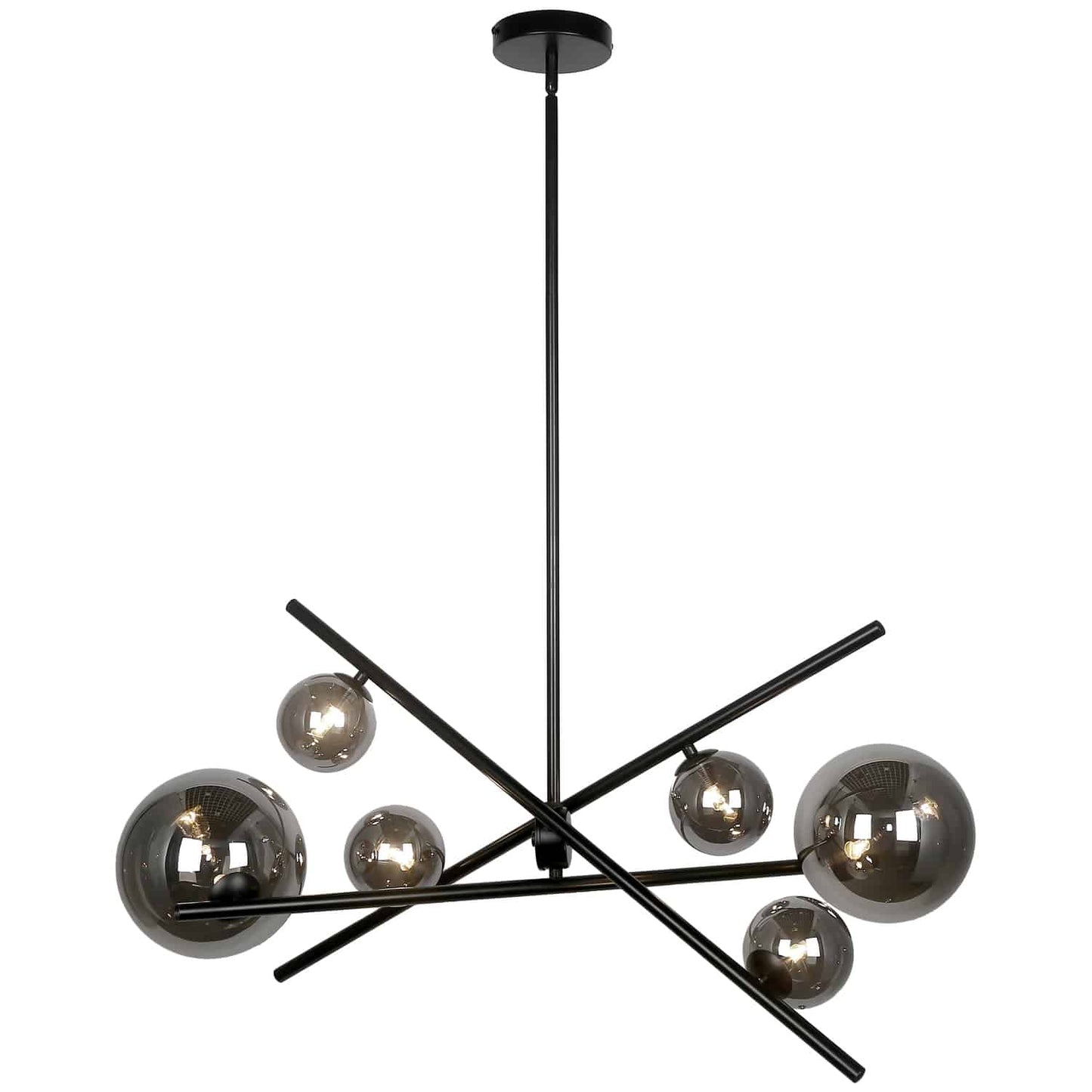 Dainolite PAM-276HP-MB 6 Light Halogen Horizontal Pendant, Matte Black with Smoked Glass