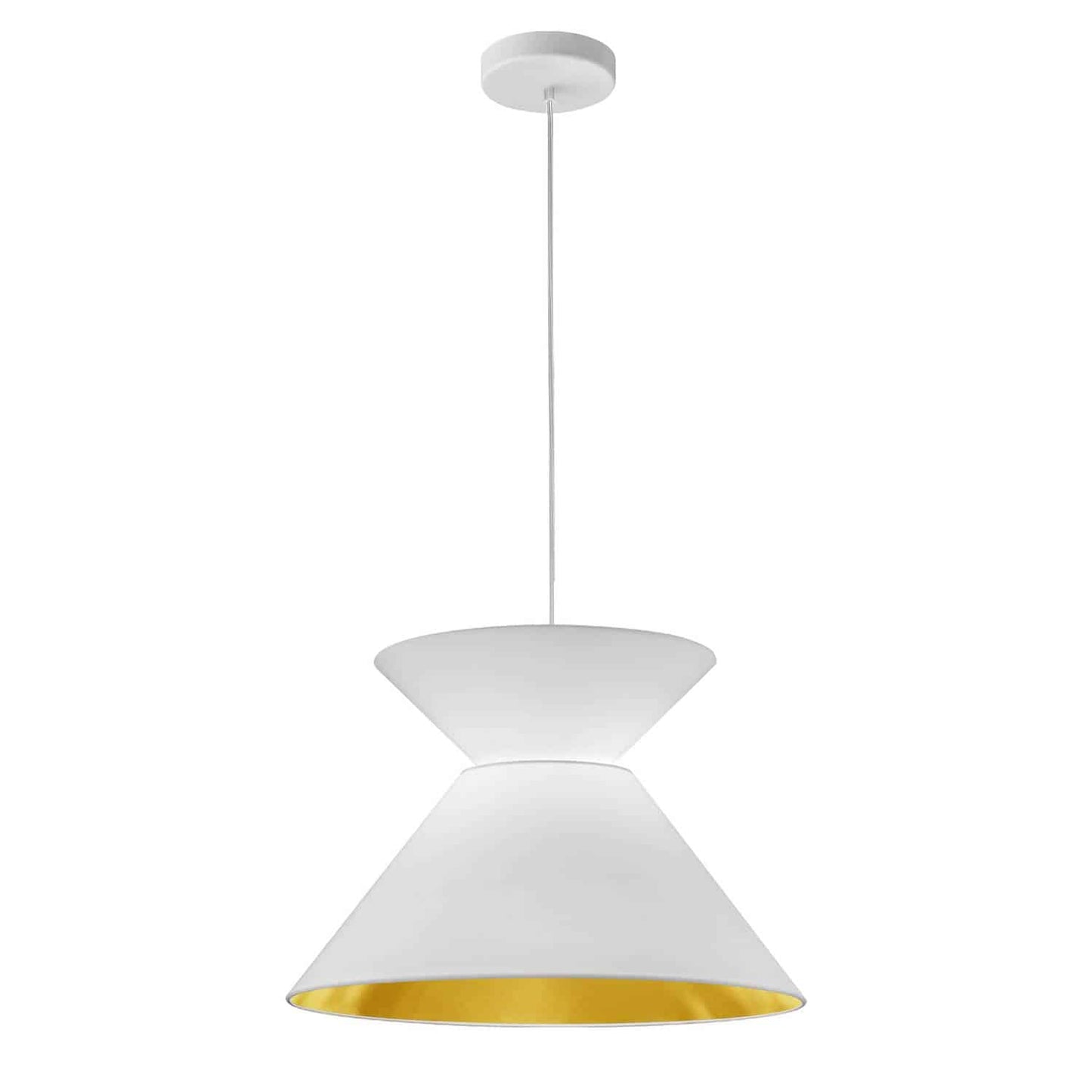 Dainolite PAT-181P-WH-692 1 Light Patricia Pendant, White with White/Gold Shade