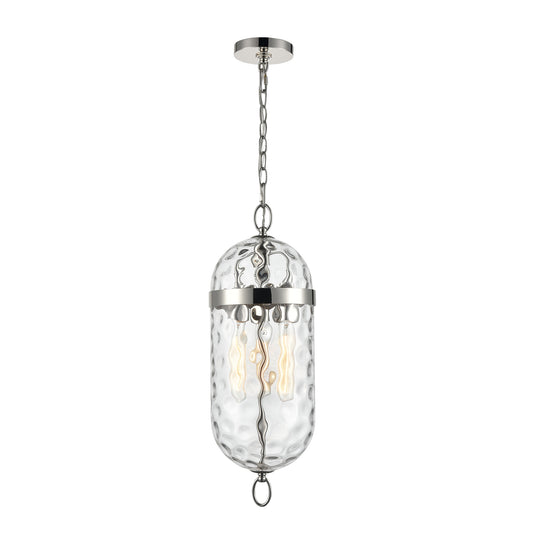 PD310603PNWC Capsula 3 Light 7-7/8" Polished Nickel | Water Glass Pendant
