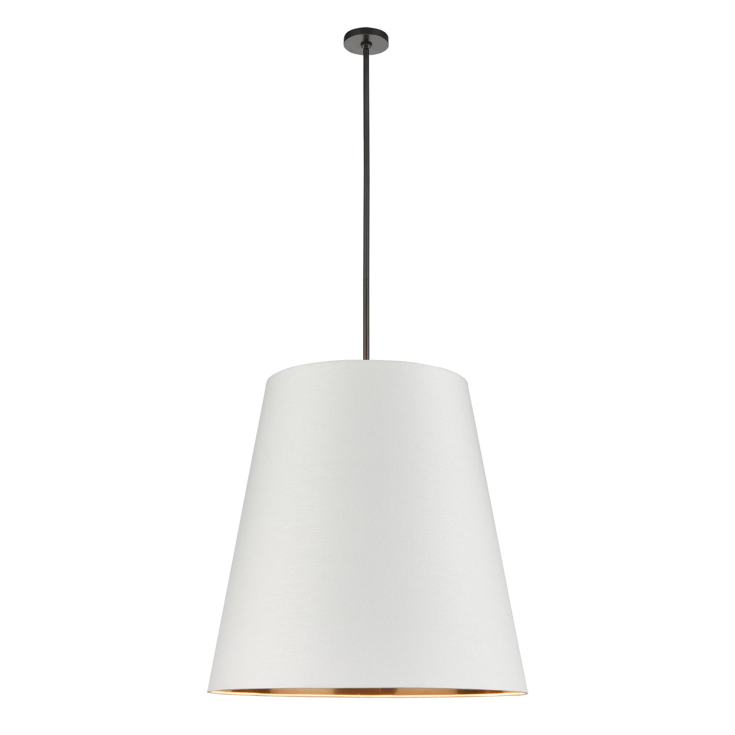 PD311030UBWG Calor 3 Light 30" Urban Bronze With White Linen And Gold Parchment Shade Pendant