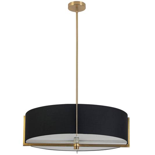 Dainolite PST-264LP-AGB-BK 4 Light Incandescent Pendant, Aged Brass with Black Shade