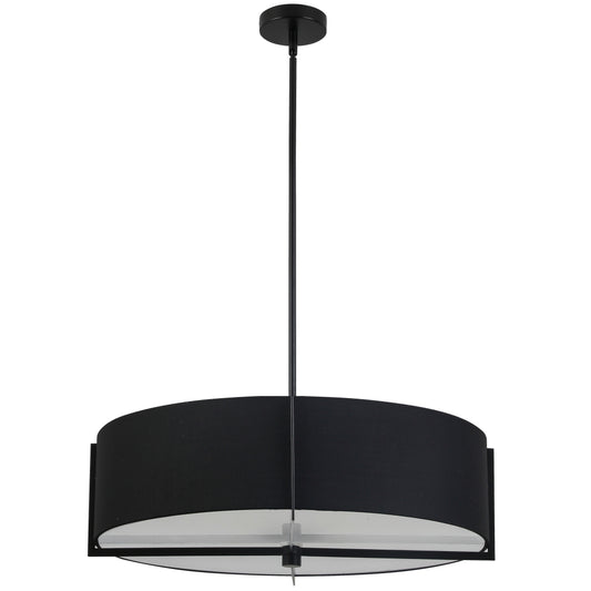 Dainolite PST-264LP-MB-BK 4 Light Incandescent Pendant, Matte Black with Black Shade