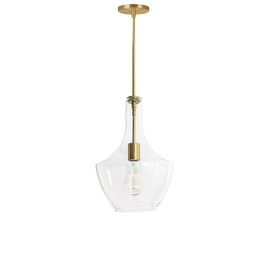 Dainolite PTL-101P-AGB 1 Light Incandescent Pendant, Aged Brass with Clear Glass