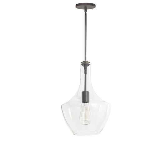 Dainolite PTL-101P-MB 1 Light Incandescent Pendant, Matte Black with Clear Glass